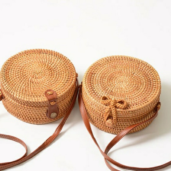 Star Posh Handbags - Rattan Round Straw Bag
